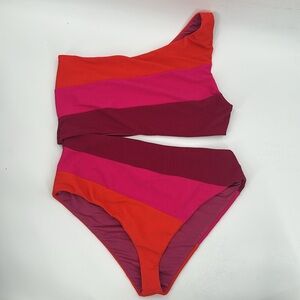 Beach Riot Joyce One Piece Fuchsia Red Pink Large